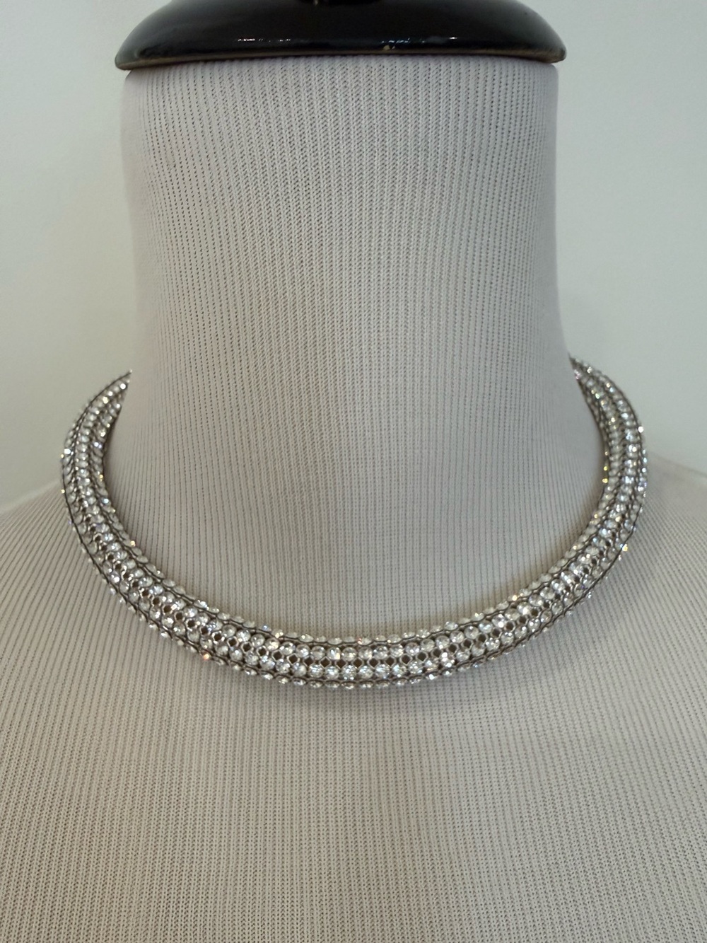 Swarovski Silver Crystal Collar Necklace - Elegant Sparkle